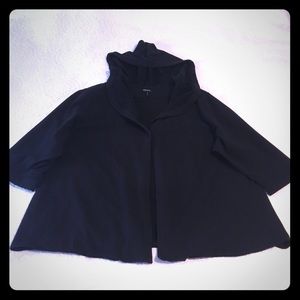 Plus Size Black 3/4 Sleeve Hoodie
